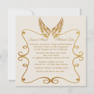 Golden Frame With Wings Invitation