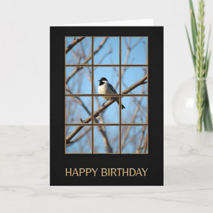 Golden Framed Bird Birthday Card