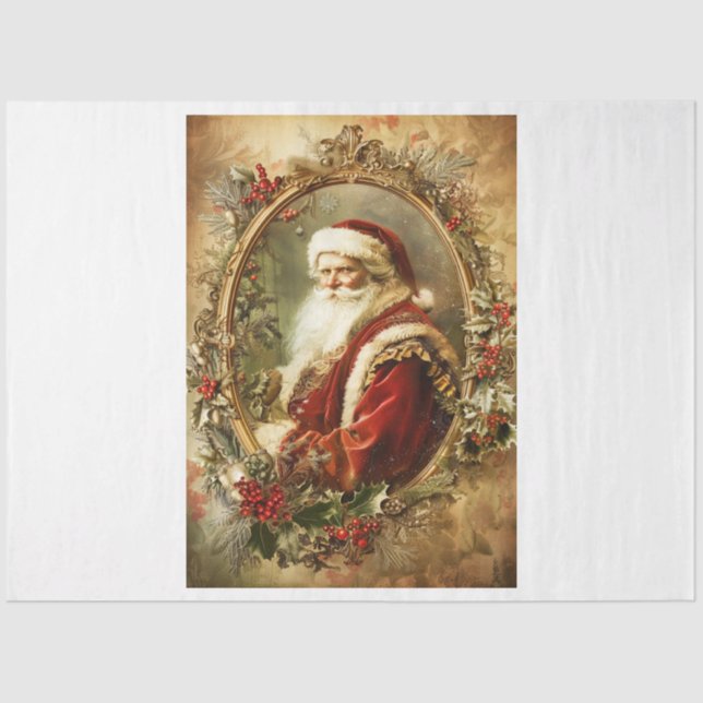 Golden Framed Santa Tissue Paper (Front)