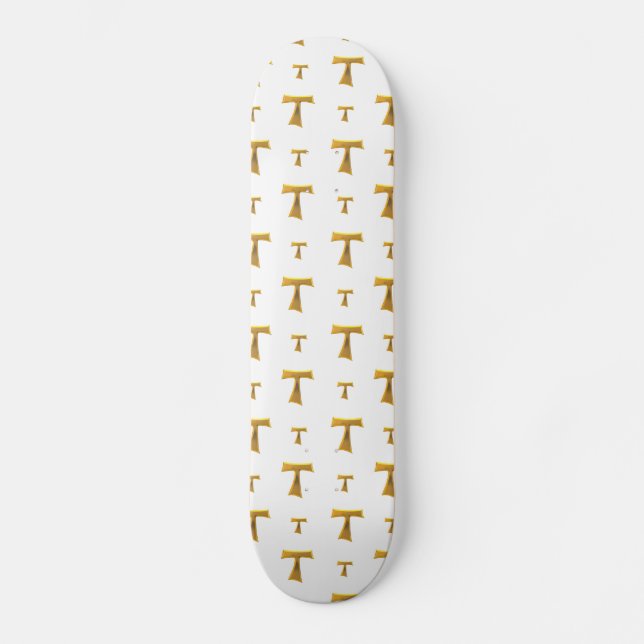 Golden Franciscan Tau Cross Skateboard (Front)