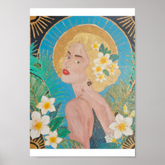 Golden Frangipani Belle – Australian Art Deco  Poster