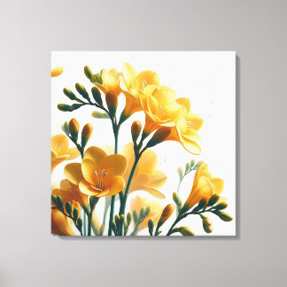 Golden Freesia Fantasy Nature’s Enchanted Elegance Canvas Print