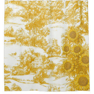 Golden French Country Sunflower Toile Pattern