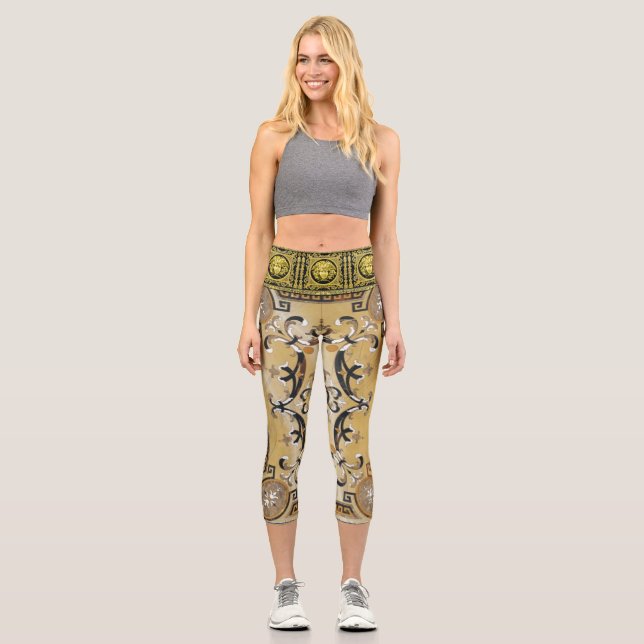 Golden French Empire Medusa Capri Leggings (Front)