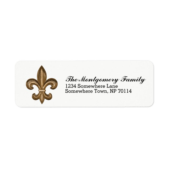Golden French Fleur De Lis Crest & Family Name (Devant)