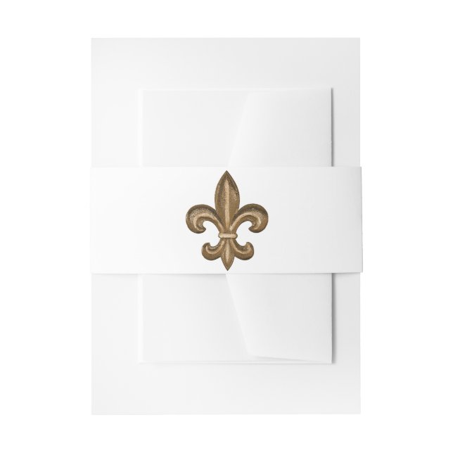 Golden French Fleur De Lis Invitation Belly Band (Front Example)