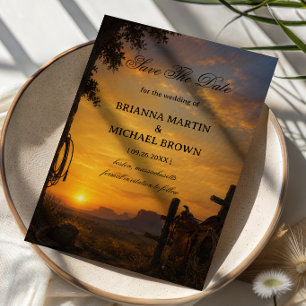 Golden Frontier Sunset Western Save The Date