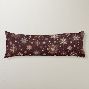 Golden Frost: Festive Snowflake Wonderland Body Pillow