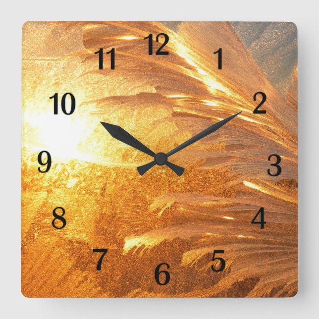 Golden Frost Square Wall Clock (Front)
