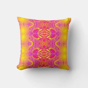 Golden Fuchsia – Yellow & Hot Pink Ornamental Throw Pillow