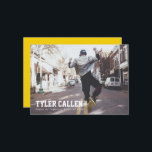 Golden Full Photo Varsity with Text-only Backer Invitation<br><div class="desc">This minimalist grad announcement includes sporty lettering, a single photo on the front, and room for lots of text or a single colour on the back. Please visit my Zazzle store for other options and coordinating grad party items. Don't hesitate to DM if you have requests for this design or...</div>