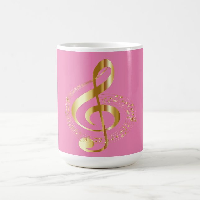 Golden G clef on Pink Mug (Center)