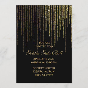 Golden Gala Ball Prom 8th Grade Dance Black Invitation