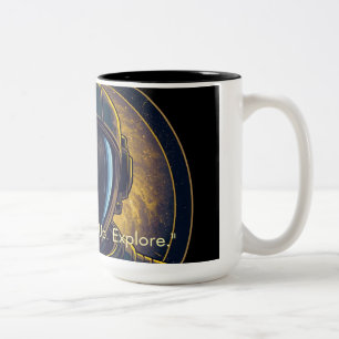 Golden Galaxy Astronaut Circular Vector Coffee Mug
