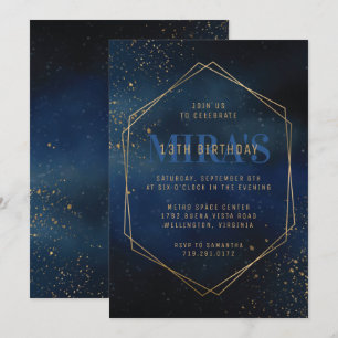 Golden Galaxy Birthday Invitation