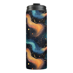 Golden Galaxy Pattern Thermal Tumbler