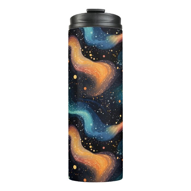 Golden Galaxy Pattern Thermal Tumbler (Front)