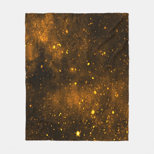 Golden Galaxy Starry Night Fleece Blanket (Front)