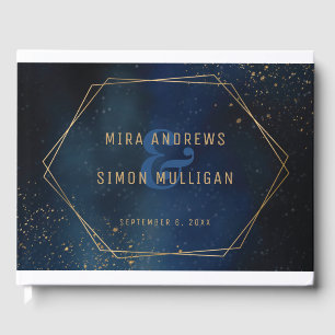 Golden Galaxy Wedding Invitation Guest Book