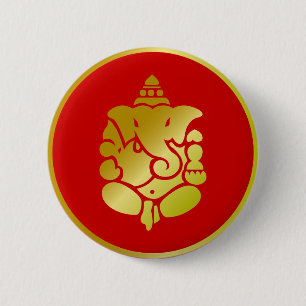 Golden Ganesha 2 Inch Round Button