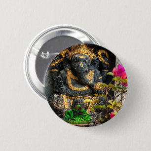 Golden Ganesha & Balinese Offerings Badge 2 Inch Round Button