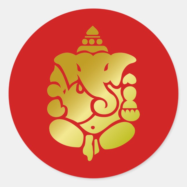Golden Ganesha Classic Round Sticker (Front)