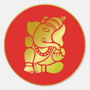 Golden Ganesha Classic Round Sticker