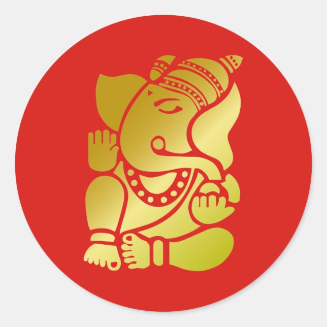 Golden Ganesha Classic Round Sticker (Front)