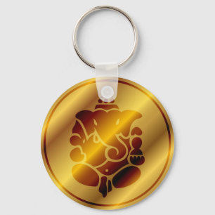 Golden Ganesha Design Keychain