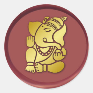 Golden Ganesha On Red Wax Seal