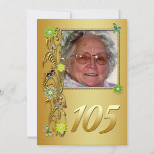 Golden Garden 105th Birthday party invitation
