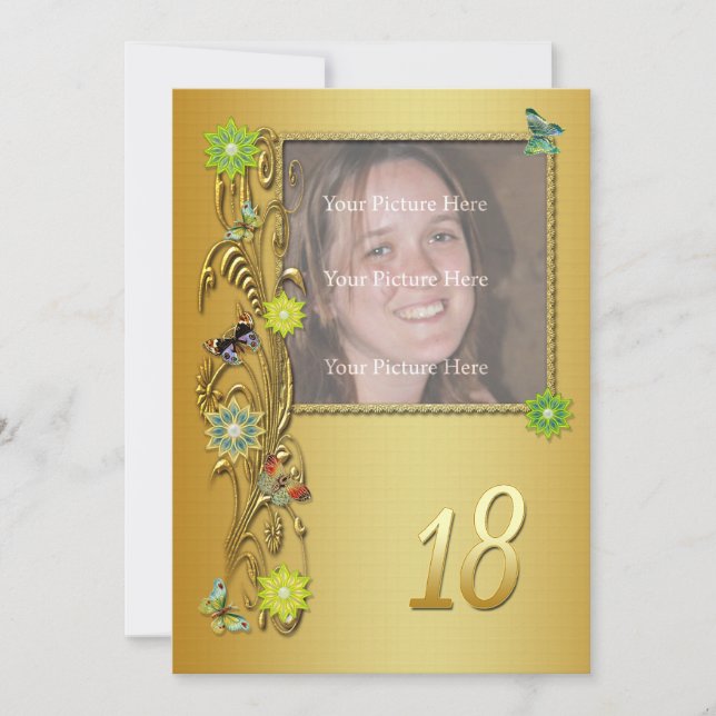 Golden Garden 18ème anniversaire invitation de fêt (Devant)