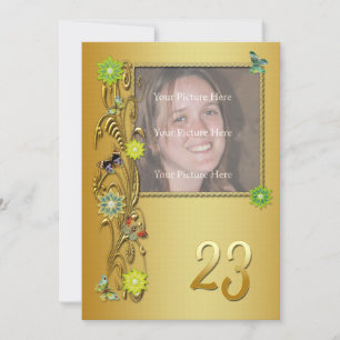 Golden Garden 23rd Birthday party invitation