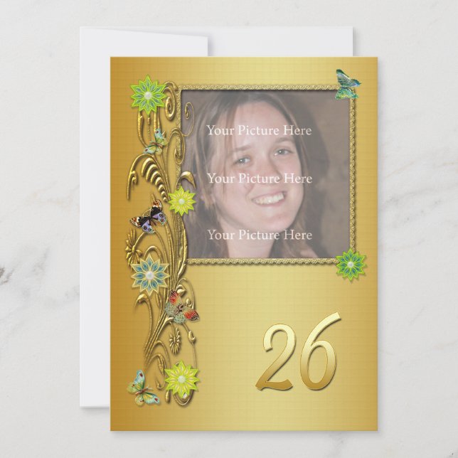 Golden Garden 26e invitation de fête d'anniversair (Devant)