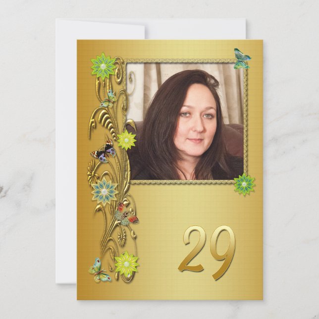 Golden Garden 29e invitation de fête d'anniversair (Devant)