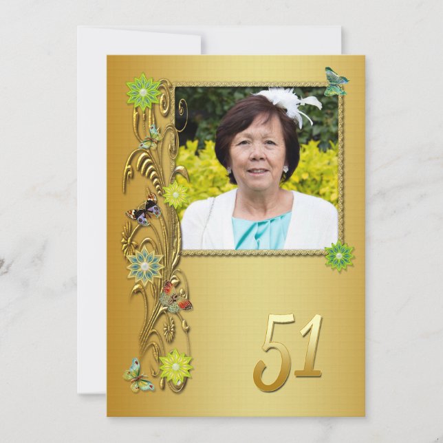Golden Garden 51e invitation de fête d'anniversair (Devant)