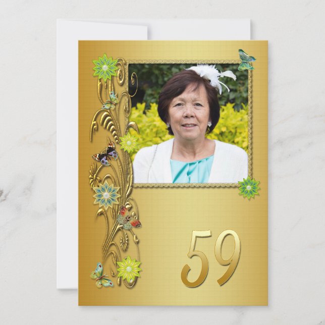 Golden Garden 59th Birthday party invitation (Front)