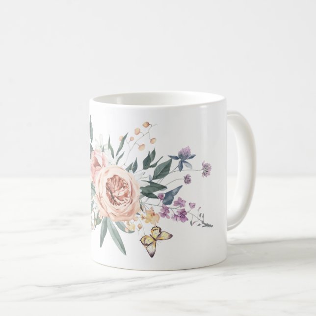 Golden Garden | Chic Girly Flower Mug (Front Right)