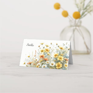 Golden Garden Flowers Table Place Card