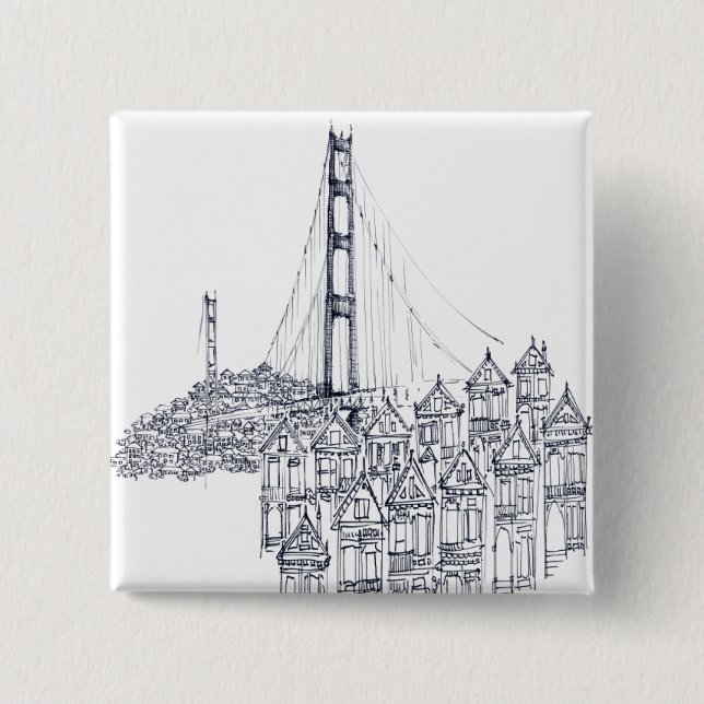 Golden Gate 2 Inch Square Button (Front)