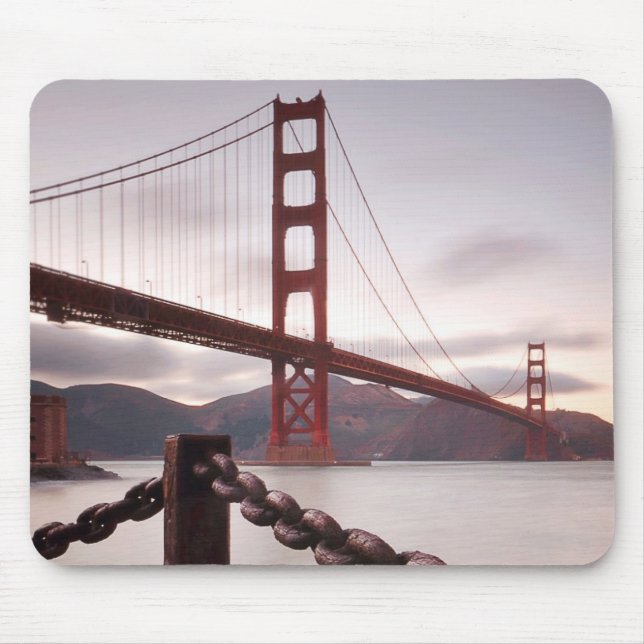 Golden Gate Bridge against mountains Mouse Pad (Front)