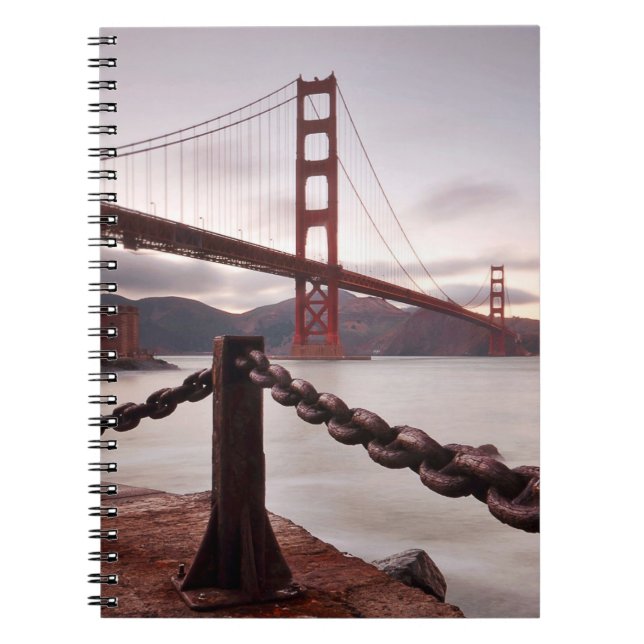 Golden Gate Bridge against mountains Notebook (Front)