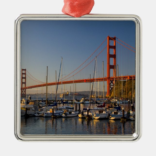 Golden Gate Bridge and San Francisco 2 Metal Ornament (Front)