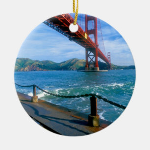 Golden Gate bridge and San Francisco Bay 2 Ceramic Ornament