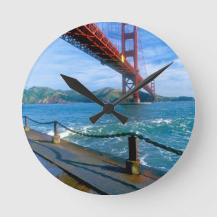 Golden Gate bridge and San Francisco Bay Round Clock
