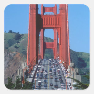 Golden Gate bridge and San Francisco Bay Square Sticker