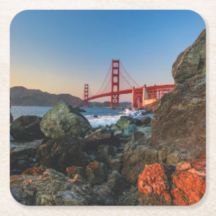 Golden Gate Bridge at Dusk   San Francisco Square Paper Coaster