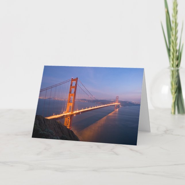Golden Gate Bridge at Sunset greeting card (Front)
