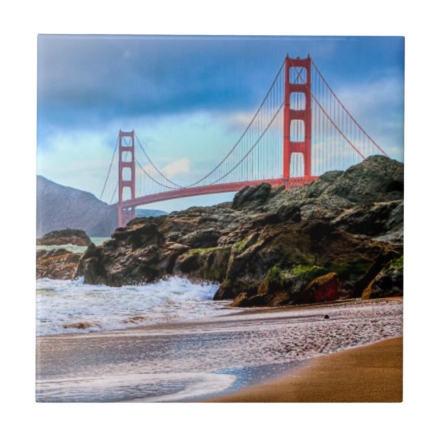 Golden Gate Bridge at sunset Tile (Front)