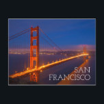 Golden Gate Bridge, California Postcard<br><div class="desc">USA,  California,  San Francisco. Golden Gate Bridge lit at night. | Jaynes Gallery / DanitaDelimont.com</div>